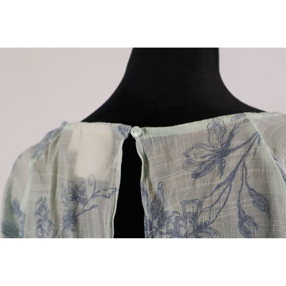 Lauren Conrad Women's Mint Green Floral Print Flowy Bell Sleeve Top Size Medium - Picture 4 of 11